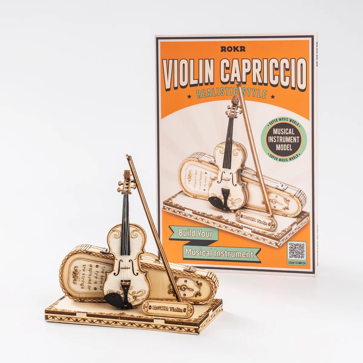 ROKR Violin Puzzle Kit TG604K | Playable Wood Model